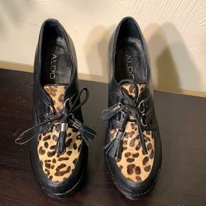 Aldo Roder Punk Creeper Style Leopard Wedge Shoe Size 38/US 7.5